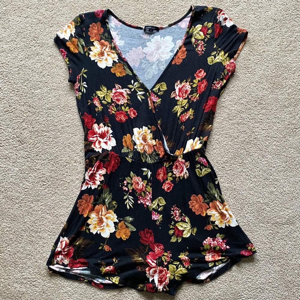 Ambiance Black Floral Romper